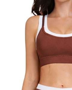 Customized Women Brown <b>White</b> Contrast Sports Bra & Flare Pants <b>Set</b> High Waist Stretch Yoga Fitness <b>Gym</b> Wear Custom OEM Wholesale - Product Image 4