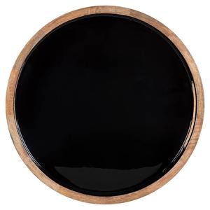 Plateau rond en bois moderne personnalisé, polyvalent, en bois de manguier, finition naturelle, accents noirs, pour la décoration de style farmhouse, plateau de service, utilisations multiples - Product Image 6