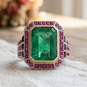 Green <b>Emerald</b> Ruby Bezel Set 925 Sterling <b>Silver</b> Gemstone <b>Ring</b> Handmade Unisex Wedding Anniversary Jewelry - Product Image 2