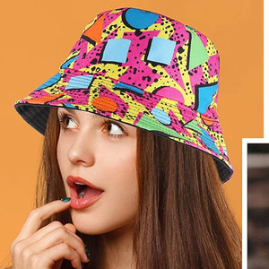 Fashion Geometric Printed Bucket Hat Unisex Summer Beach Cap Polyester <b>Material</b> - Product Image 4