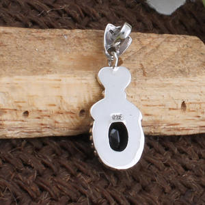 Vintage <b>Black</b> Onyx Pendant 925 Sterling Silver Dotted Beaded Border Necklace Charm Natural Gemstone Jewelry for <b>Men</b> Women - Product Image 5