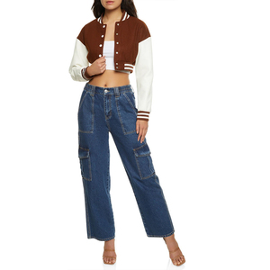 Chaqueta Varsity Corta Personalizada con Cuello de Manga Larga para Mujer / Chaqueta Varsity Corta Transpirable para Mujer a un Precio Razonable OEM - Product Image 3