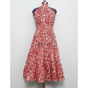 Robe longue en coton indien à col halter, imprimé floral, épaules dénudées, style bohème, décontractée, pour soirée, été, respirante, vente en gros fabricant - Product Image 1