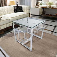 Table basse carrée moderne en acier inoxydable, ensemble de tables d'appoint avec plateau en verre personnalisé, finition or rose, taille sur mesure, meubles de salon portables