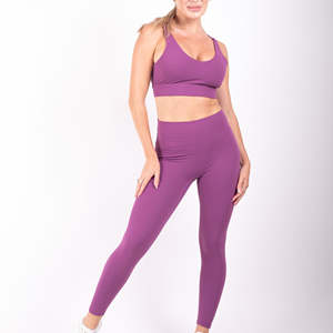 Conjunto deportivo de compresión para mujer, sujetador deportivo cómodo y leggings de cintura alta para gimnasio, fitness, yoga, conjunto de compresión. - Product Image 1