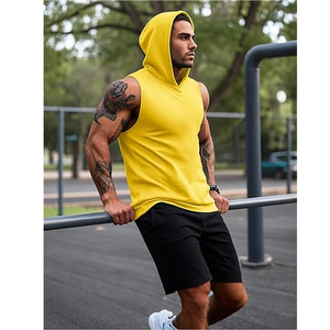 Service OEM, vente en gros, logo personnalisé, sweats à capuche sans manches pour hommes, hiver, légers, couleur unie, polaire respirant, design avec poche - Product Image 4