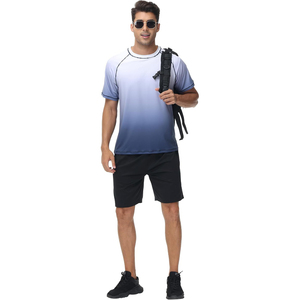 Maillot de bain homme élégant bleu dégradé à manches courtes, protection UV UPF 50+, séchage rapide, respirant - Product Image 3