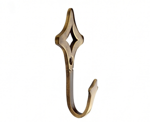 Antique Brass Wall <b>Hook</b> <b>With</b> Diamond Cutout Design Perfect For Home Decor And Elegant Storage Solutions Stylish Wall Accent - Product Image 1