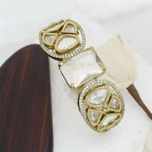 Pulsera de cristal abierta con baño de oro AD - Product Image 1