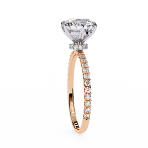 Bague de fiançailles solitaire en moissanite taille ronde, or blanc 10K, pavé - Product Image 5