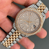 Montre de luxe vintage en métal pour homme Raj Gems, cadran 41 mm, lunette en moissanite, acier inoxydable, 18 mm, résistance à l'eau 10 bars, affichage de la date