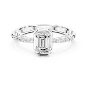Bijoux contrastés Bague de fiançailles solitaire ovale en or 14 carats pour femme - Product Image 4