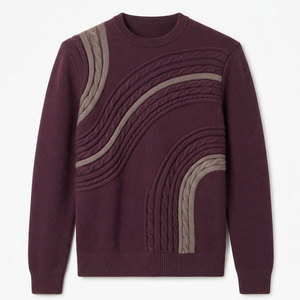 Pull tricoté tendance pour homme – Léger, chaud et décontracté, en tissu doux, col rond, poignets et ourlet côtelés - Product Image 1