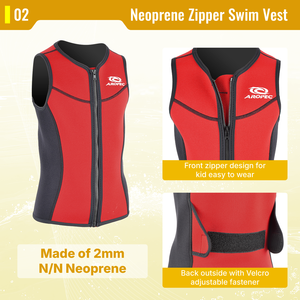 Aropec 2mm Neoprene Kids <b>Swim</b> <b>Vest</b> Front Zip Thermal Wetsuit Top Back Velcro Fastener Flatlock Stitched Children Waistcoat - Product Image 3