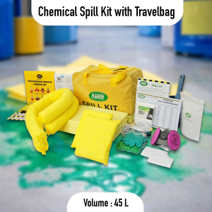 Kit de Derrames Químicos de 45L con Bolsa de Transporte, Kit de Emergencia Portátil y Duradero con Almohadillas, Calcetines y Guantes para el Control de Derrames Peligrosos - Product Image 2
