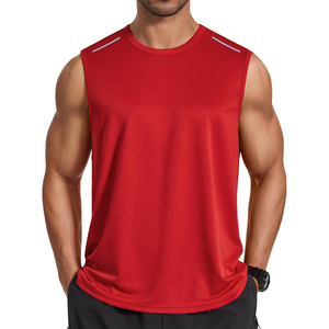 Camiseta sin mangas de punto rojo liso con cuello redondo para hombre, estilo deportivo, de secado rápido, corte regular, para gimnasio, tendencia 2026, ODM OEM - Product Image 1