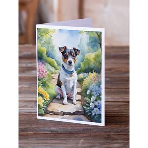 Whimsical Jack Russell Terrier Spring Path Tarjetas de felicitación Paquete de 8 A7 Tamaño 5x7 Tarjetas de notas en blanco con sobres - Product Image 2