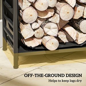 Modern 19.3\" X 13.4\" X 17.3\" Black Metal Firewood <b>Rack</b> Indoor Outdoor Durable Wood Storage with <b>Log</b> Carrier Handles - Product Image 4