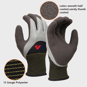Guantes de Trabajo de Látex Industriales Cómodos de 13G, Guantes de Seguridad Antideslizantes Recubiertos de Látex y Poliéster, Guantes de Goma Económicos - Product Image 2