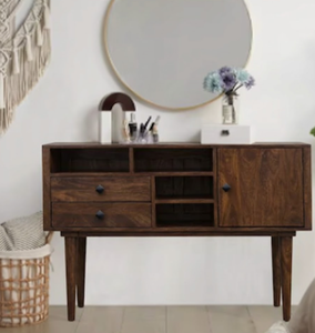 Indian Solid Mango Wood Modular Eco-Friendly Drawers Sideboard Simple Storage <b>Rustic</b> style <b>Cabinet</b> Natural Brown for home office - Product Image 1