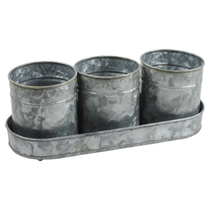 Separate Rounded Pots and <b>Basket</b> Eco-Friendly Modern Galvanized Finish <b>for</b> Home Outdoor & Restaurant Decor - Product Image 1