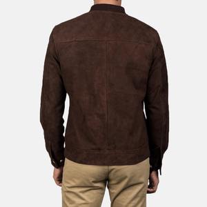 Men's Brown <b>Suede</b> Bomber <b>Leather</b> <b>Jacket</b> Stand Collar Zipper Closure Casual Slim Fit Outdoor Fashion <b>Jacket</b> - Product Image 2