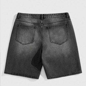 Shorts Bermuda Homme Personnalisés Noirs Ornés de Strass, Taille Mi-Haute, Style Décontracté, Tissu 100% Coton Tissé, Fermeture Boutonnée - Product Image 2