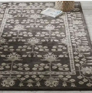 Tapis KNOT RUG en laine tuftée à la main, haute qualité, fait main, écologique, antidérapant, gris et blanc, pour salon, enfants, hôtels, bureau - Product Image 2