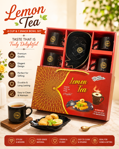 Lemon Tea <b>Gift</b> Set 4 Tea Cup and Snack Bowl <b>Boxed</b> Set Custom Logo Holiday Gifting - Product Image 1
