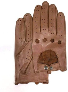 Leather Bike Wear Gloves Wrist Length Breathable Sporty Style Cycling Gloves Black with <b>Red</b> Trim Unlined Spring Autumn Use - Product Image 5