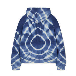 Sweat-shirt à capuche tie-dye bleu pour homme, manches longues, avec cordon de serrage, poche kangourou, style décontracté streetwear, logo personnalisé OEM ODM - Product Image 2