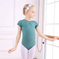 Maillot de Ballet para Niñas, Manga Corta, Traje de Danza, Ropa de Entrenamiento, Algodón y Spandex, de Una Pieza, Cintura Elástica, Deportivo