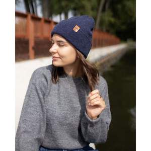 Traditional Solid Denim <b>Blue</b> Cuffed <b>Beanie</b> Comfortable and Stylish - Product Image 4