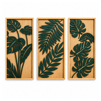 Arte Mural Moderno de Hojas Tropicales, Corte Láser en Madera |   Paneles Decorativos para Sala de Estar, Dormitorio, Oficina y Decoración del Hogar Contemporánea