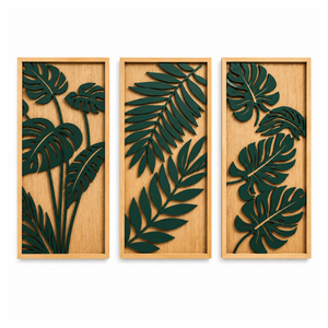 Modern Tropical Leaf Wall Art Wooden Laser Cut | <b>Decorative</b> <b>Panels</b> for Living Room Bedroom Office and Contemporary Home Decor - Product Image 1