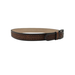 Ceinture en cuir véritable artisanale, motif panier, style western cowboy, décontractée, pour usage quotidien, boucle antique, unisexe - Product Image 6