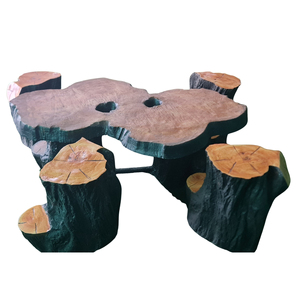Attractive KNT Creations GD21 Low Price Fiberglass Wood <b>Log</b> Table Rustic Design Weather Resistant Garden <b>Decor</b> Indoor Outdoor - Product Image 1
