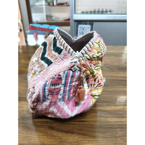 Bolsa de cosméticos de tela con rayas florales rosas, bolsa portátil pequeña con cierre de cremallera, regalo - Product Image 4