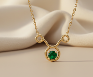 Rose Gold Plated Brass Taurus Zodiac Necklace with Green Zircon <b>Box</b> <b>Chain</b> for Party - Product Image 2