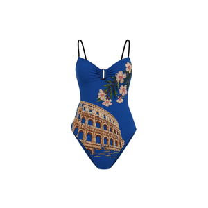 Maillot de bain une pièce vert menthe avec broderie personnalisée, col en V, devant torsadé, moulant, sans manches, ensemble de maillot de bain pour femme - Product Image 3