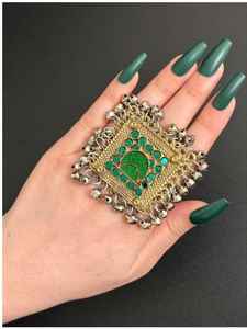 Colorful Afghani statement ring multicolor glass adjustable ring ethnic tribal boho finger ring handmade kuchi jewelry for women - Product Image 4