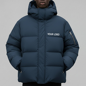 Wholesale Price High Quality Winter Wear Fluffy Cotton Padded Puffer <b>Jacket</b> <b>Men</b> Custom Printed Front <b>Canvas</b> Waterproof Hooded - Product Image 1