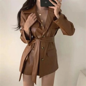 Manteaux longs élégants en cuir véritable pour femmes, sur mesure, décontractés, en cuir de vachette et vestes en peau de mouton - Product Image 1