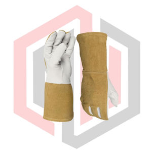 ถุงมือป้องกันความร้อนสำหรับนักดับเพลิง ถุงมือเชื่อมโลหะเพื่อความปลอดภัยในอุตสาหกรรม ป้องกันไฟไหม้ หนังแท้กันการบาด ขนาด 14 นิ้ว ปราศจากซิลิโคน - Product Image 4