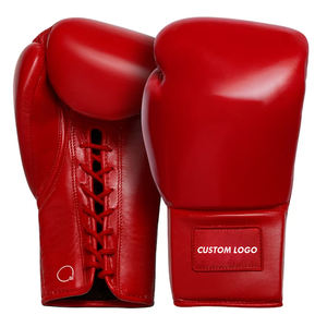 Guantes de Boxeo Personalizados de Piel Vacuna Genuina, Ligeros, con Cordones, Diseño OEM, Color Rojo, Logotipo Personalizado, para Entrenamiento de Combate - Product Image 1