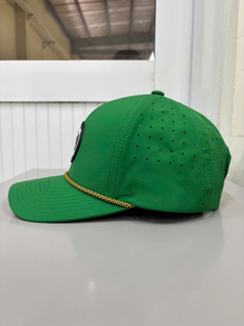 PVC Performance Cap OEM Custom Logo Trucker Hats Perforated Caps Green 6-<b>Panel</b> <b>Decorative</b> with Rope Factory Price - Product Image 2
