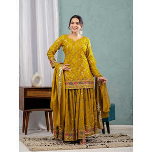 Mono de fiesta de diseñador con Sharara Plazzo Top y Dupatta para ocasiones elegantes - Product Image 6