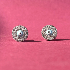 Handmade Wholesale Fashion Jewelry 925 Sterling <b>Silver</b> Oval Evil Eye <b>Earrings</b> Ethnic Style Dangle Jhumki for Girls - Product Image 1