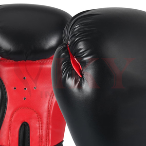 Fournisseur en gros d'équipements d'entraînement et de sparring en cuir PU robuste, bandages de poignet, gants de boxe robustes noirs et rouges à marque privée - Product Image 2