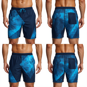 Costume <span class=keywords><strong>da</strong></span> bagno moderno <span class=keywords><strong>da</strong></span> <span class=keywords><strong>uomo</strong></span> per <span class=keywords><strong>mare</strong></span> profondo, con tessuto premium ad asciugatura rapida e stile geometrico per la spiaggia - Product Image 4